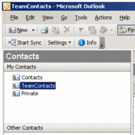 Outlook TeamContacts screenshot